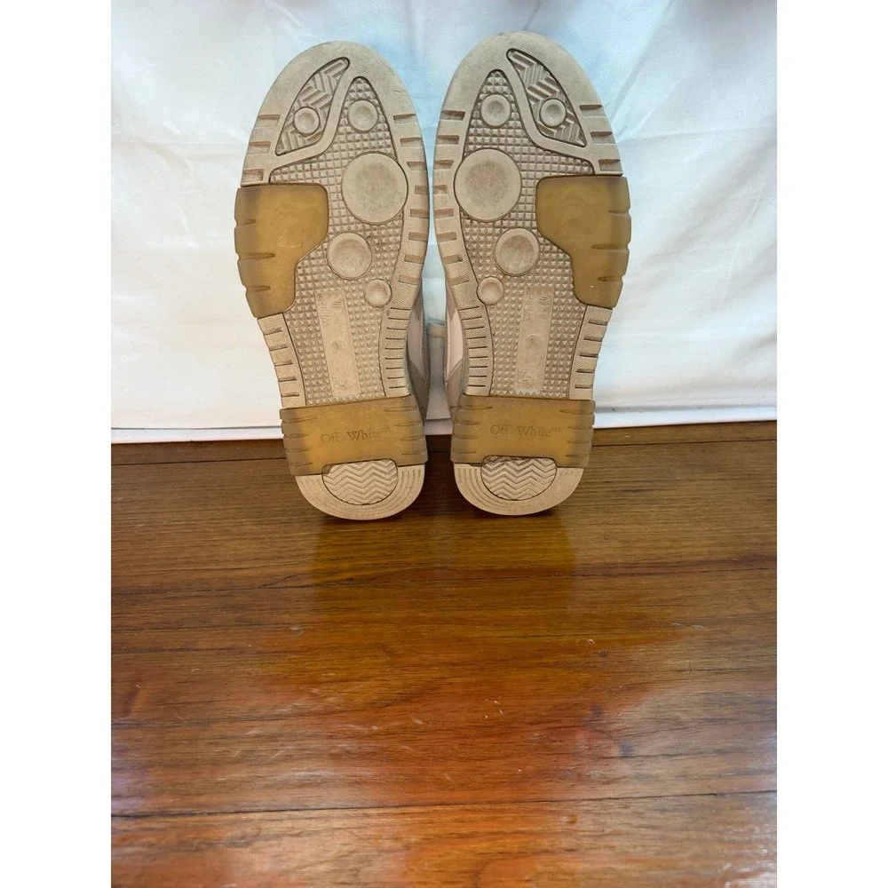 Off-White Out Of Office OOO Sneakers Beige White Leather Low Top Trainers sz 39